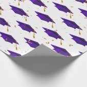 Papier Cadeau Casquettes de graduation violette et Confetti or (Coin)