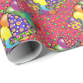 Papier Cadeau Casquettes de la fête d'anniversaire (Coin rond)