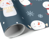 Papier Cadeau Casquettes d'hiver Snowman (Coin rond)