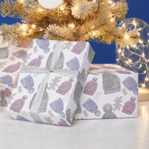 Papier Cadeau Casquettes en tricot de laine aquarelle peintes à