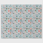 Papier Cadeau Casse-noires de Noël rouge, rose et vert, bleu (Plat)