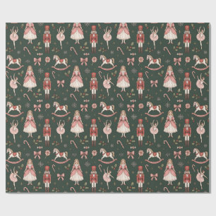 Papier Cadeau Casse-Noisette Ballet Élégant de Noël