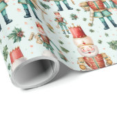 Papier Cadeau Casse-noisette et verdure de Noël (Coin rond)