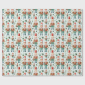 Papier Cadeau Casse-noisette et verdure de Noël (Plat)