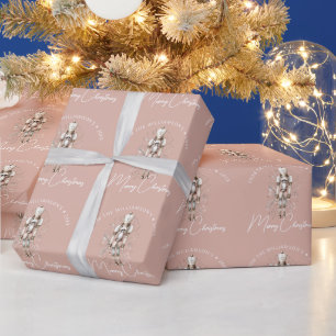 Papier Cadeau Casse-Noisette Foncé Rose Doré de Fête de Noël