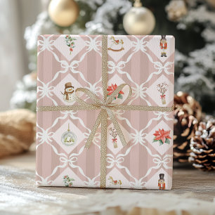 Papier Cadeau Casse-Noisette Noël Coquette Rose