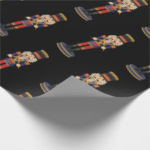 Papier Cadeau Casse-Noisette Noir Soldat Rouge Noël
