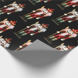 Papier Cadeau Casse-Noisette Roi Soldat de Noël Noir