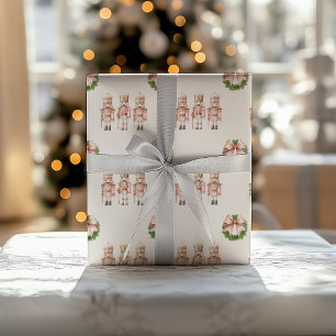 Papier Cadeau Casse-Noisette Rose de Noël 