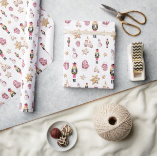 Papier Cadeau Casse-noisette rose mignon Sugar Land aquarelle