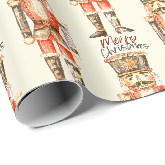Papier Cadeau Casse-noisette Script Joyeux papier d'enveloppemen (Coin rond)