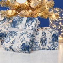 Casse-Noisette Vintage Toile de Noël Bleu Poussiér