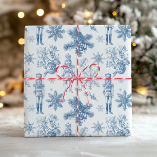 Papier Cadeau Casse-noisettes bleus classiques de Noël Toile