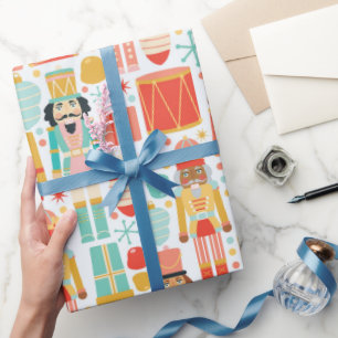Papier Cadeau Casse-noisettes colorés Tambours Flocons de neige