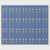 Papier Cadeau Casse-noisettes hommes bleu et or traditionnel (Plat)