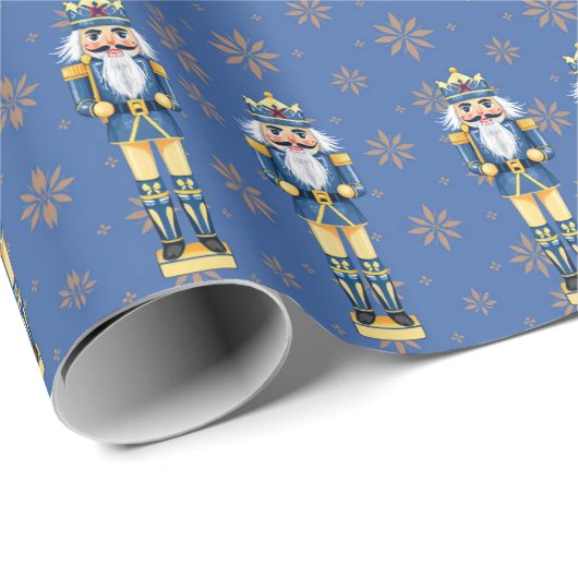 Papier Cadeau Casse-noisettes hommes bleu et or traditionnel (Coin rond)