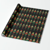 Papier Cadeau Casse-noix de Noël sur fond noir (Déroulé)