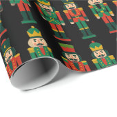 Papier Cadeau Casse-noix de Noël sur fond noir (Coin rond)