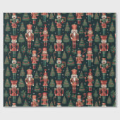 Papier Cadeau Casse-noix et arbres de Noël Noir Noël (Plat)