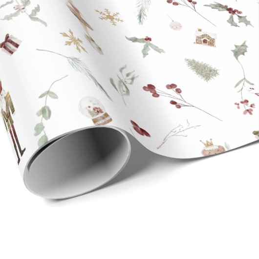 Papier Cadeau Casse-noix moderne Ballerina Souris King Noël (Coin rond)