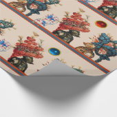 PAPIER CADEAU CASSETTES DE CHEVALIER ANTIQUE, FEUILLES BLEUES RO (Coin)