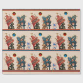 PAPIER CADEAU CASSETTES DE CHEVALIER ANTIQUE, FEUILLES BLEUES RO (Plat)