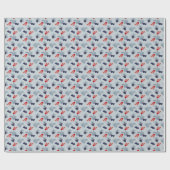 Papier Cadeau Cassis et groseille rouge, feuilles bleues sur ble (Plat)