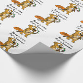 Papier Cadeau Castor drôle avec la bande dessinée d'arbre (Coin)