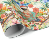 Papier Cadeau Cat Christmas Pool Party pour Noël en juillet (Coin rond)