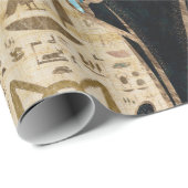 Papier Cadeau Cat égyptien - Bastet sur le papyrus (Coin rond)