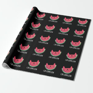 Papier Cadeau Cat-ermelon Funny Cat Watermelon Pun Dark BG