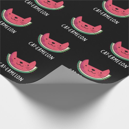 Papier Cadeau Cat-ermelon Funny Cat Watermelon Pun Dark BG (Coin)