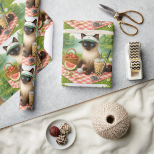 Papier Cadeau Cat Golfer pique-nique dans le jardin