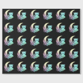 Papier Cadeau Cat mystique Croissant Lune Pastel Goth Wicca (Plat)