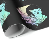 Papier Cadeau Cat mystique Croissant Lune Pastel Goth Wicca (Coin rond)