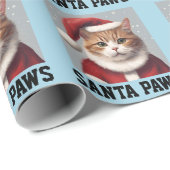 PAPIER CADEAU CAT NOËL, PÈRE NOËL PAWS FUNNY (Coin rond)