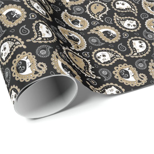 Papier Cadeau Cat Paisley (Coin rond)