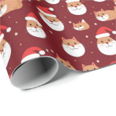 Papier Cadeau Cat Père Noël Joyeux Noël Motif Wrapper (Coin rond)