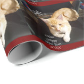 Papier Cadeau Cat Photo Text, Customize, Happy New Year 20XX,  (Coin rond)