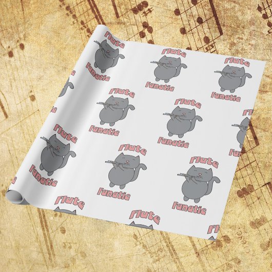 Papier Cadeau Cat Playing Flute Fanatic Funny Music Lover