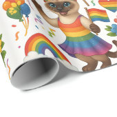Papier Cadeau Cat Pride Paws Pride d'inspiration chat LGBTQ (Coin rond)