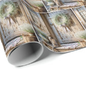 Papier Cadeau Cat Sitting On a Farmhouse Porch Step (Coin rond)