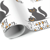 Papier Cadeau Cat with Halloween - Choose back color (Coin rond)