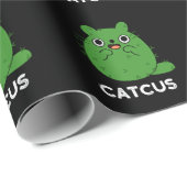 Papier Cadeau Catcus Funny Chat Cactus Pun Dark BG (Coin rond)
