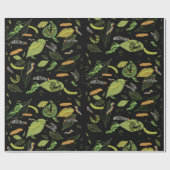 Papier Cadeau Caterpillar et feuilles, beaux jardins (Plat)