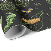 Papier Cadeau Caterpillar et feuilles, beaux jardins (Coin rond)