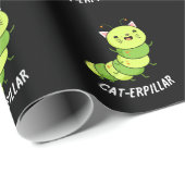 Papier Cadeau Caterpillar Funny Bug Pun Dark BG (Coin rond)