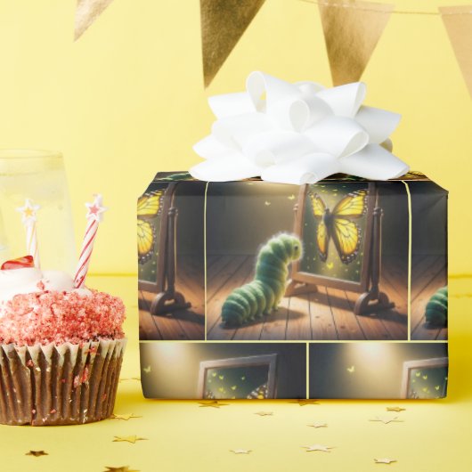 Papier Cadeau Caterpillar Looking At a Butterfly In a Mirror (Fête d'anniversaire)