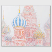 Papier Cadeau Cathédrale Saint-Basile en tempête de neige (Plat)