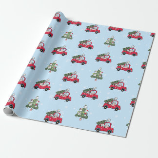 Papier Cadeau Catmas Blue Red camion Chats Noël Noël